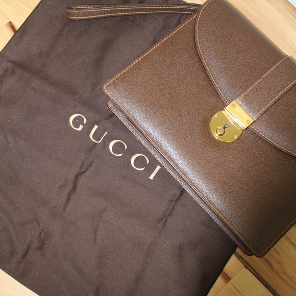 Gucci Brown Leather Wristlet Clutch - Picture 6 of 6